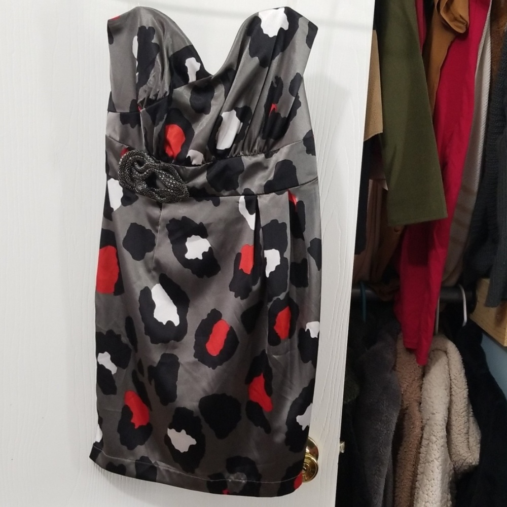 Strapless Print Mini Dress